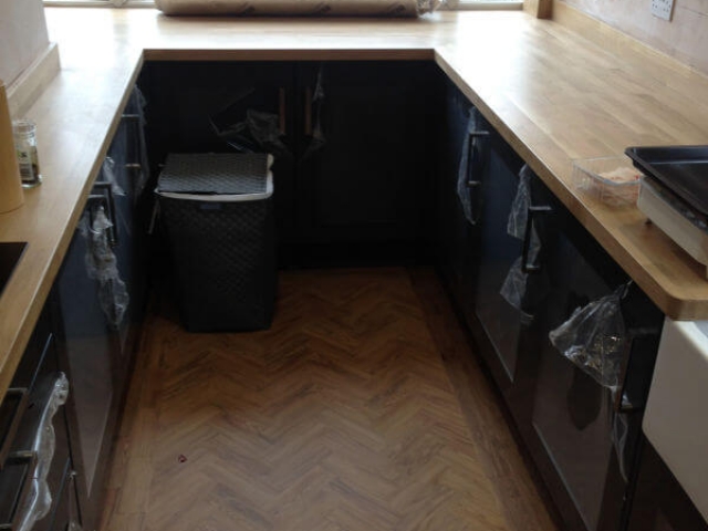 Neobo Parquet luxury vinyl tiles in wild barley installed by Cheadle Floors