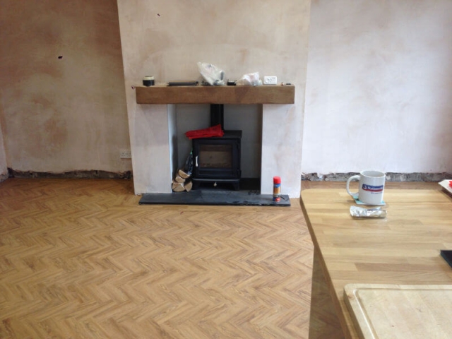 Neobo Parquet luxury vinyl tiles in wild barley installed by Cheadle Floors