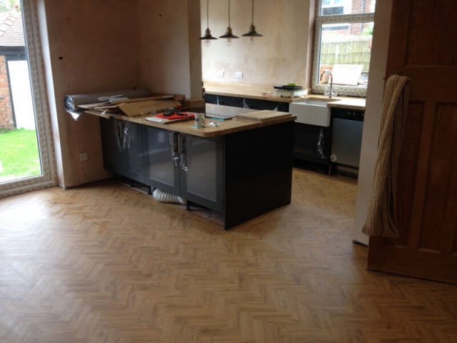 Neobo Parquet luxury vinyl tiles in wild barley installed by Cheadle Floors