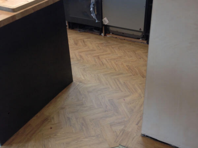 Neobo Parquet luxury vinyl tiles in wild barley installed by Cheadle Floors