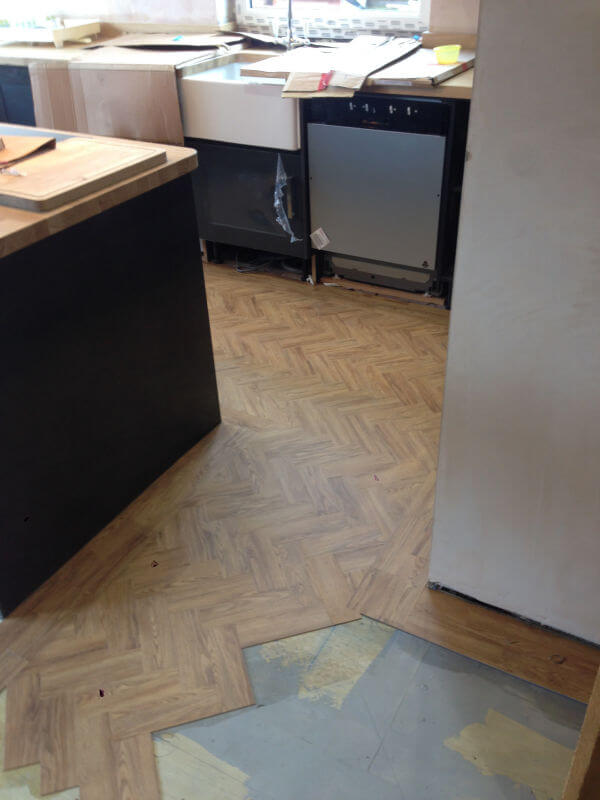 Neobo Parquet luxury vinyl tiles in wild barley installed by Cheadle Floors