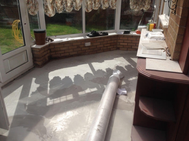 New conservatory vinyl sheet flooring in Heald Green