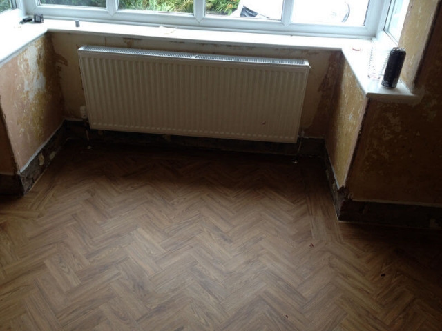 Neobo Wild Barley parquet being fitted in Poynton