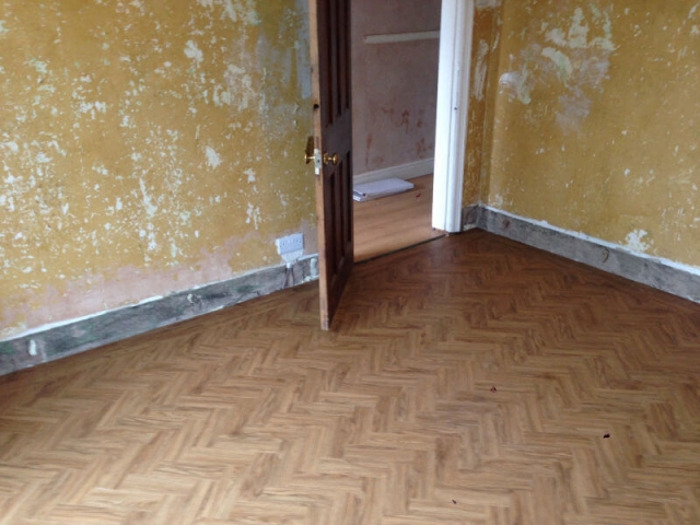 Neobo Wild Barley parquet being fitted in Poynton