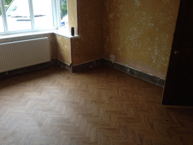 Neobo Wild Barley parquet being fitted in Poynton