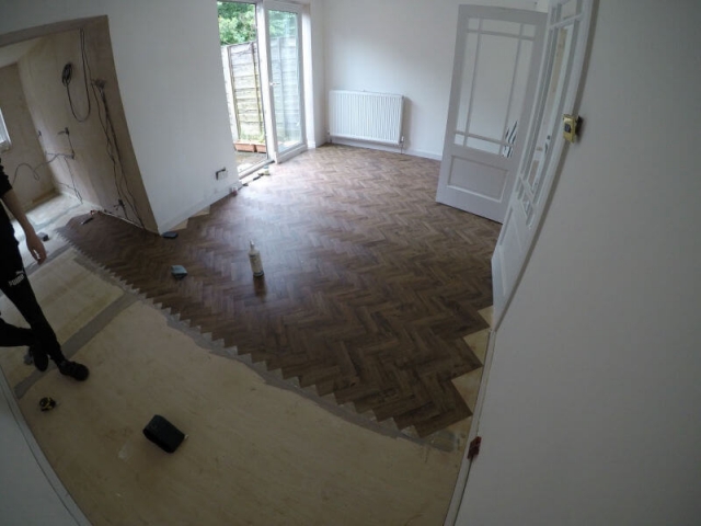 New Parquet flooring being fitted