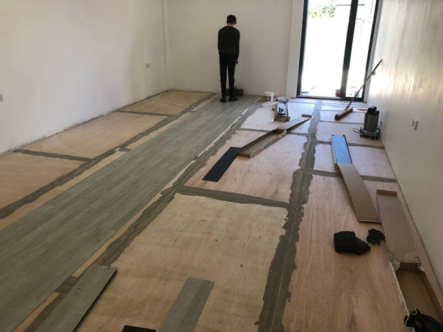New commercial dog friendly floor being fitted