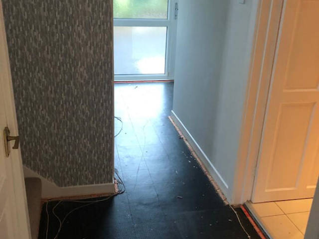 We uplifted old flooring and applied a smoothing compound