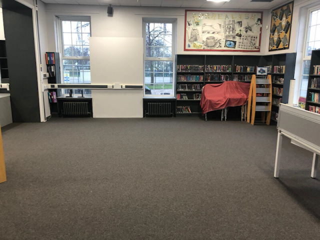 Paragon commercial carpet tiles fitted at Stockport School library