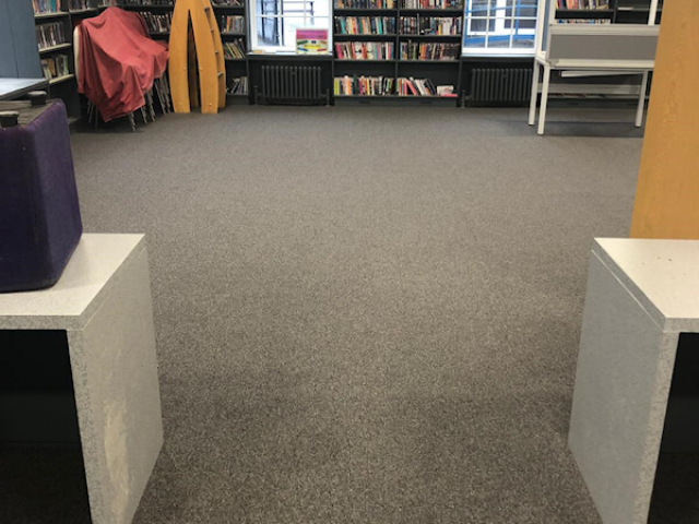 Paragon commercial carpet tiles fitted at Stockport School library