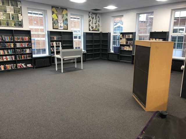 Paragon commercial carpet tiles fitted at Stockport School library