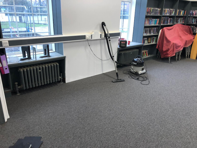 Paragon commercial carpet tiles fitted at Stockport School library