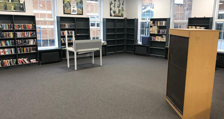 Paragon commercial carpet tiles fitted at Stockport School library