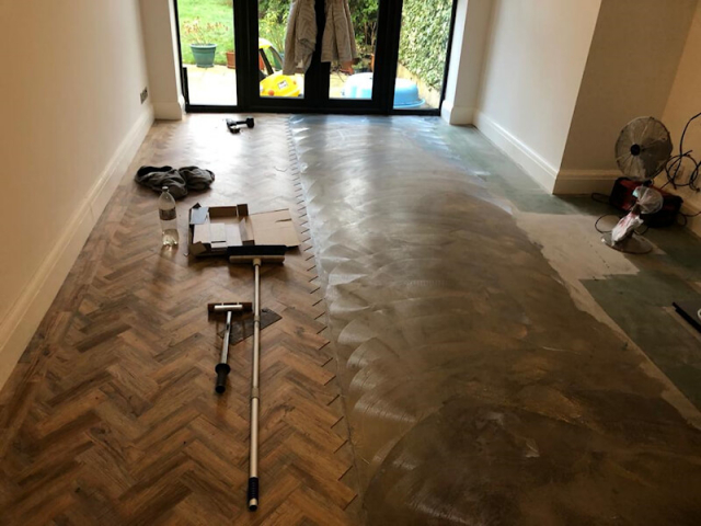 Polyflor Cambridge Parquet Being Installed