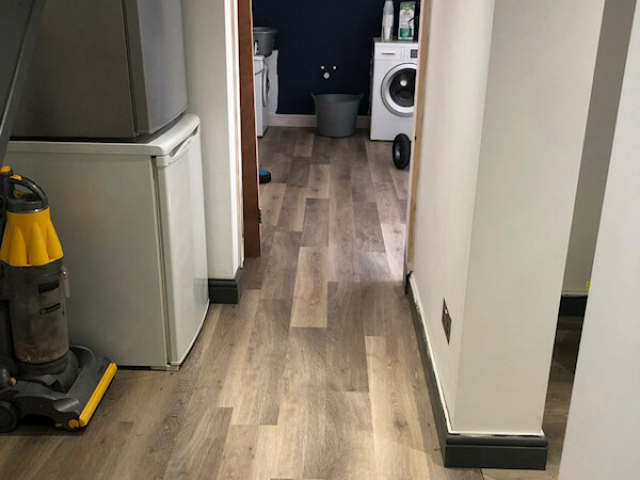 Karndean limed washed oak fitted in a basement