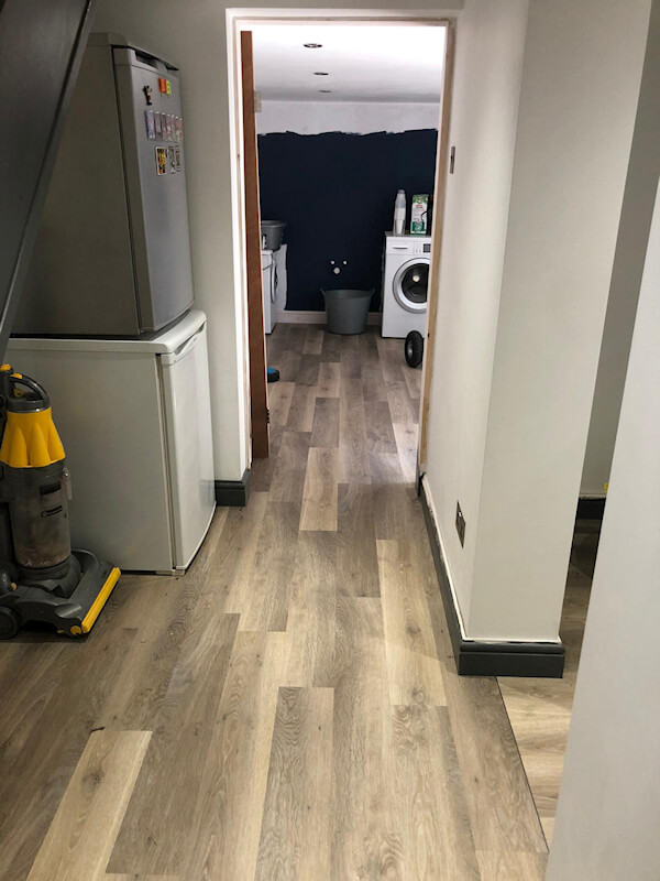 Karndean limed washed oak fitted in a basement