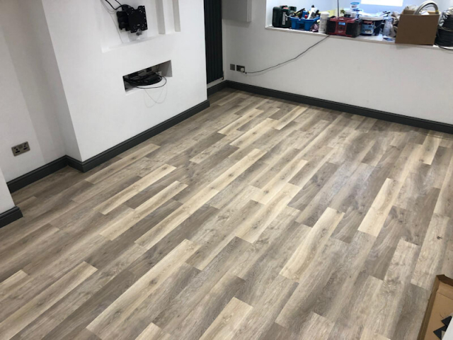 Karndean limed washed oak fitted in a basement