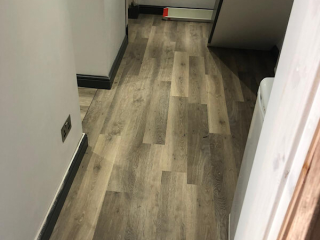 Karndean limed washed oak fitted in a basement