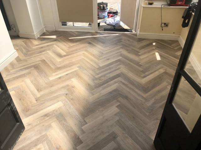 Karndean herringbone limed washed oak fitted