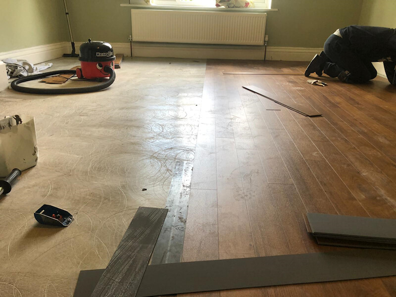 New Amtico floor being fitted by Cheadle Floors