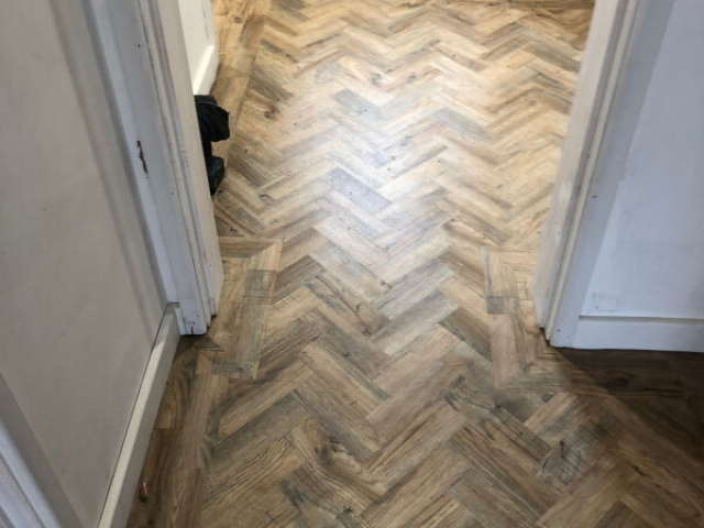 Camaro Cambridge oak parquet luxury vinyl tiles fitted